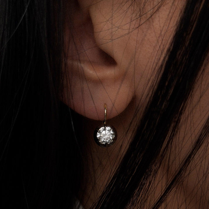 Rosette Black Rhodium Round Diamond Earrings