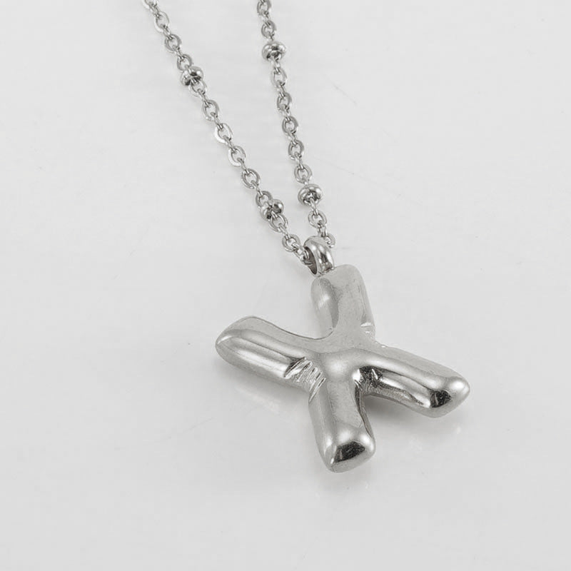 Bubble Letter Initial Necklace