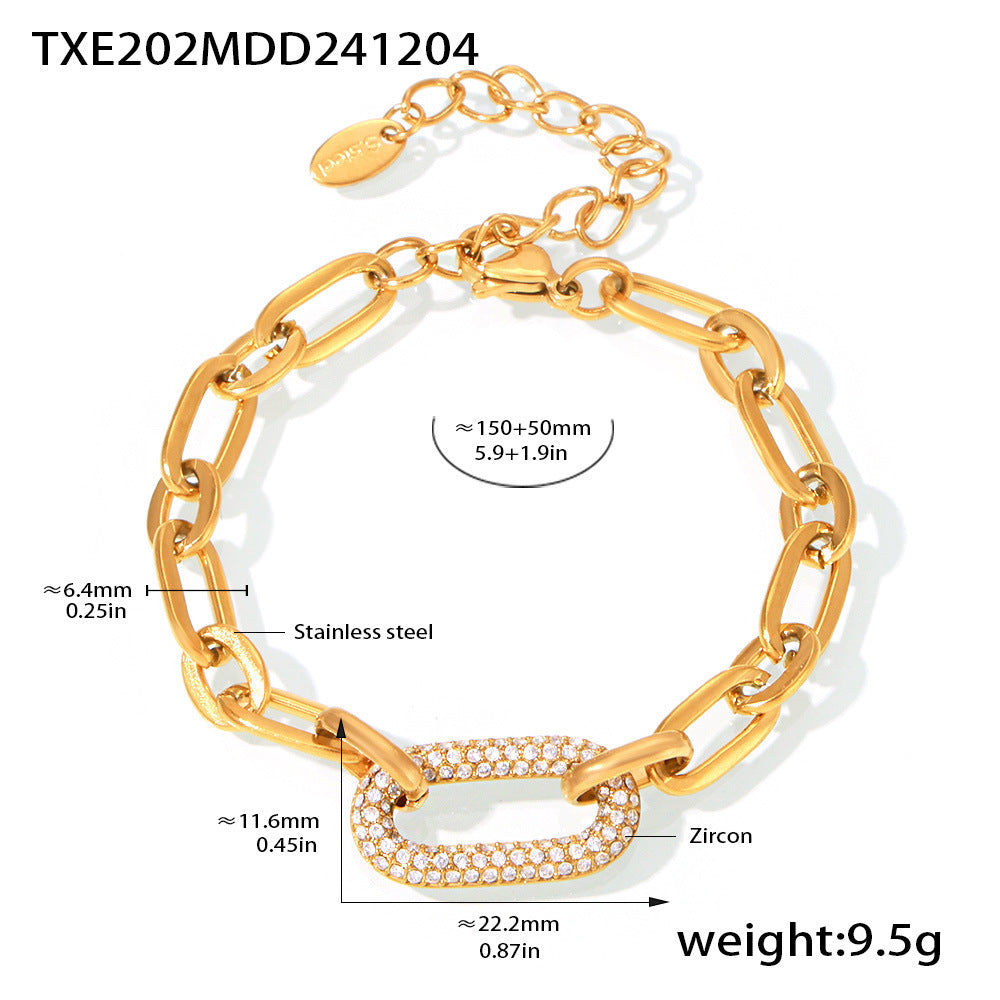 Paved Chunky Chain Link Jewelry Set | Gold