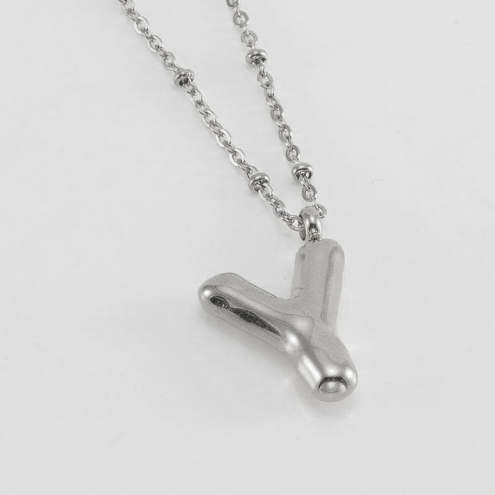 Bubble Letter Initial Necklace