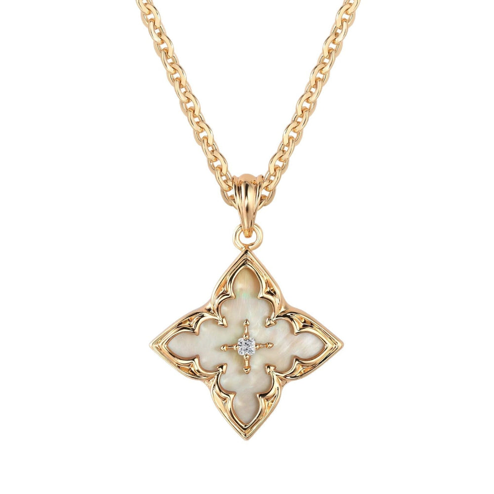 Blue Clover Pendant Necklace | Gold