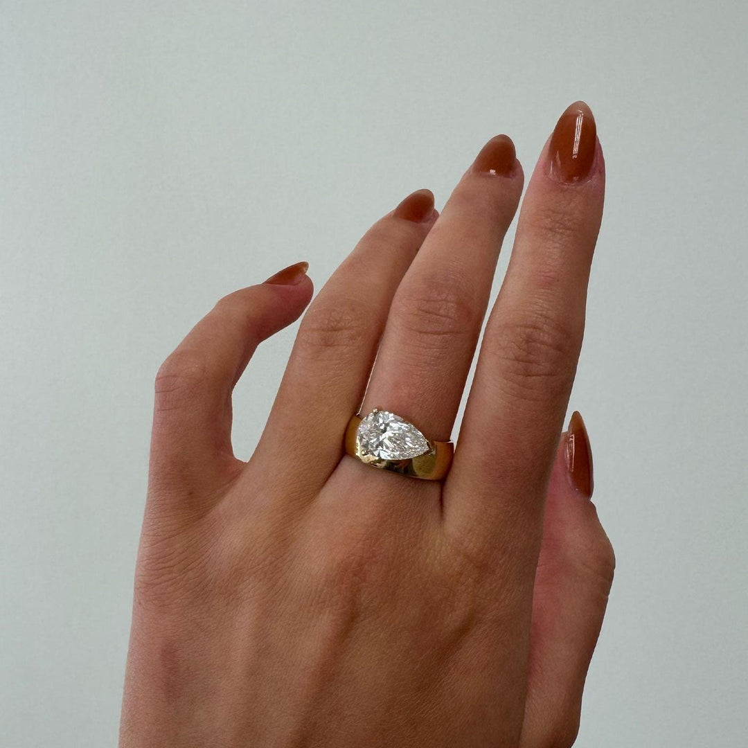 Porter Cigar Band Ring Pear Diamond
