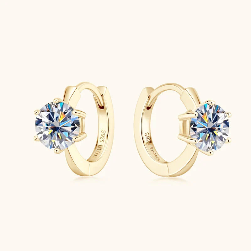 Zirconia Six-Claw Gold Earrings