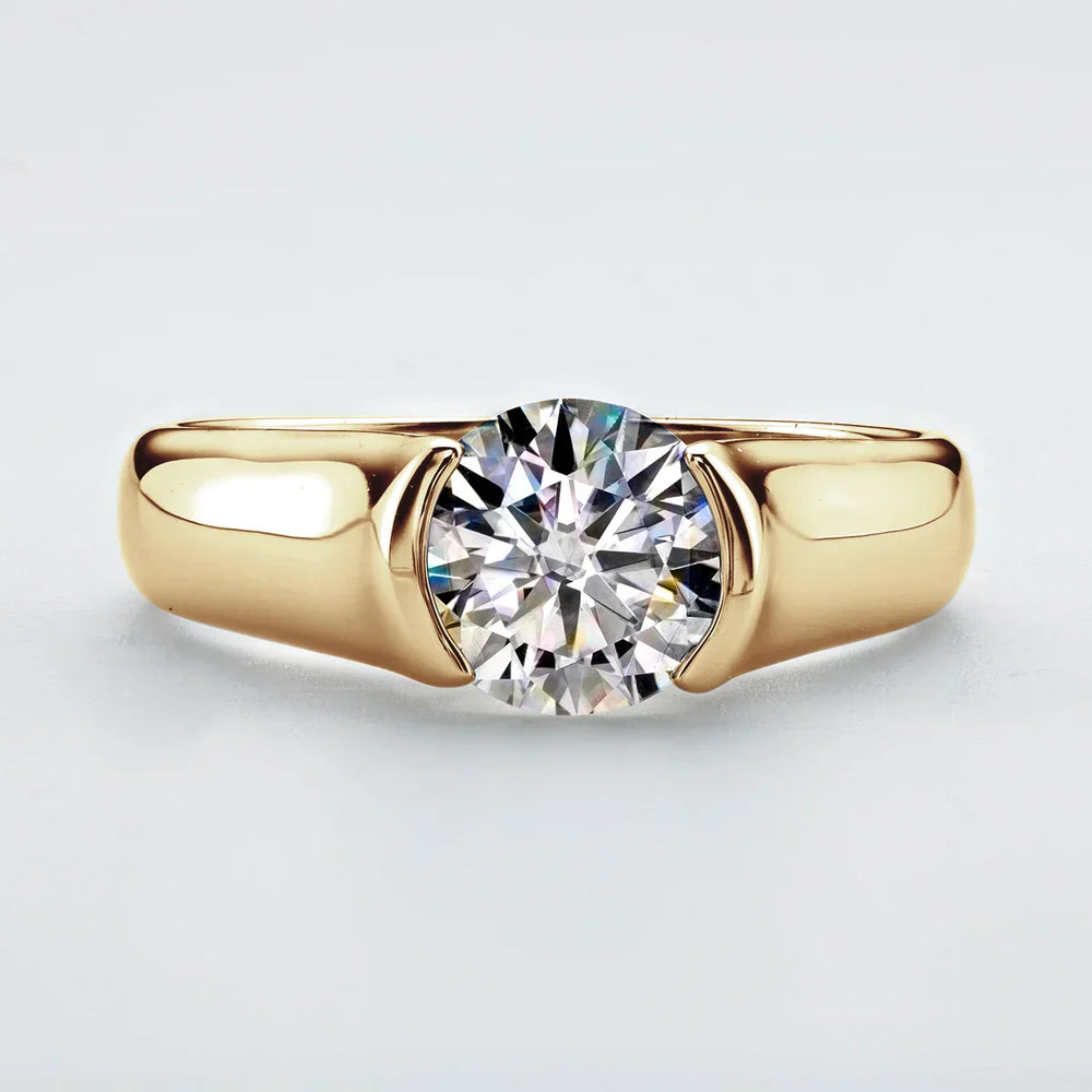 Round Solitaire Gold Zirconia Ring