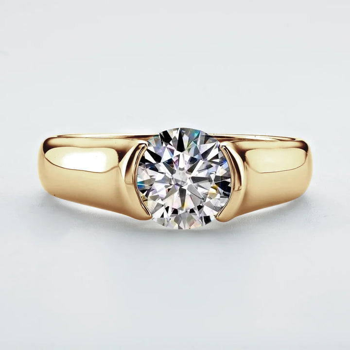 Round Solitaire Gold Zirconia Ring