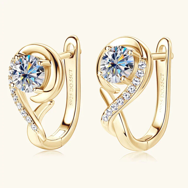 Golden Crystal Stud Flower Earrings