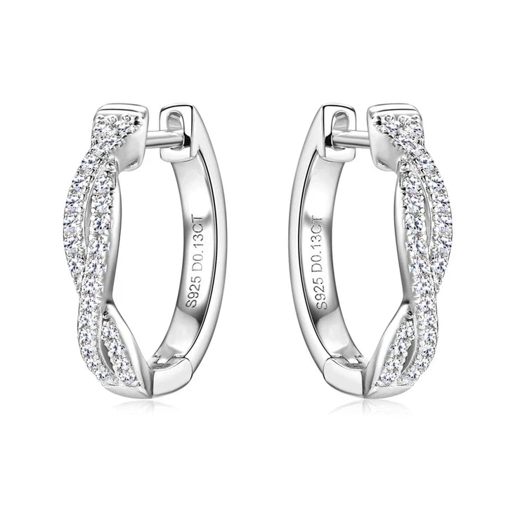 Zirconia Gold Braided Earrings