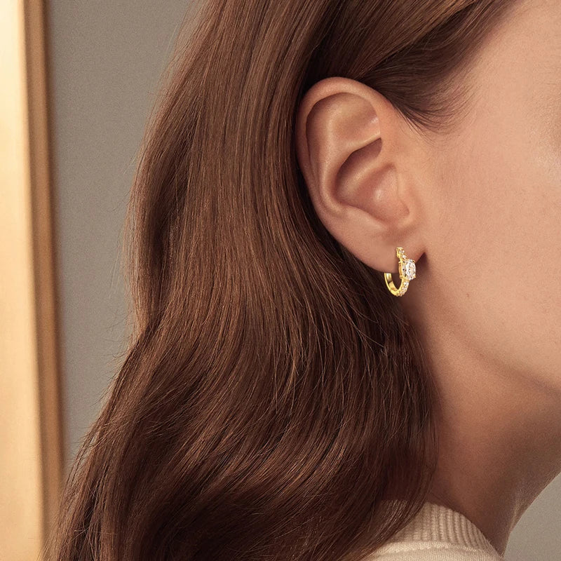 Hoop Gold Crystal Earrings