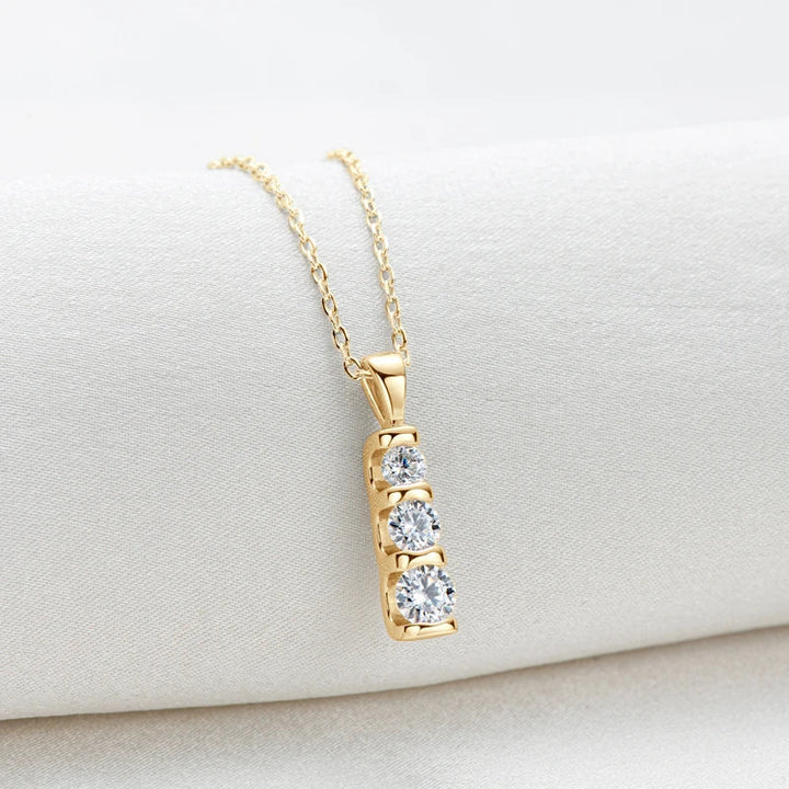 Triple Inlaid Spark Gold Necklace