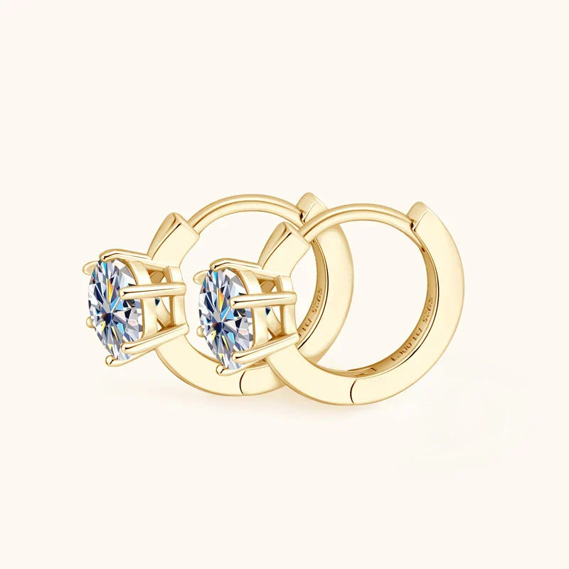 Zirconia Six-Claw Gold Earrings
