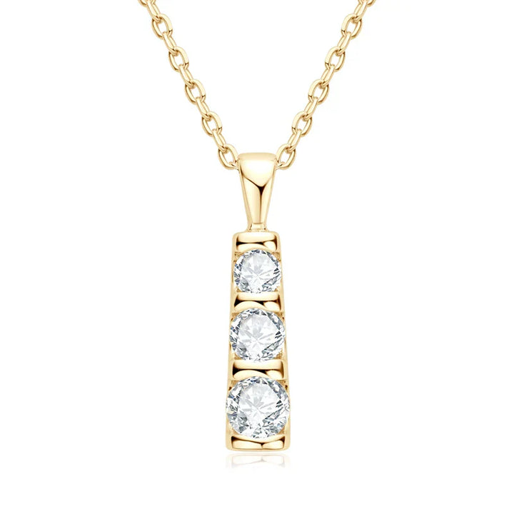 Triple Inlaid Spark Gold Necklace