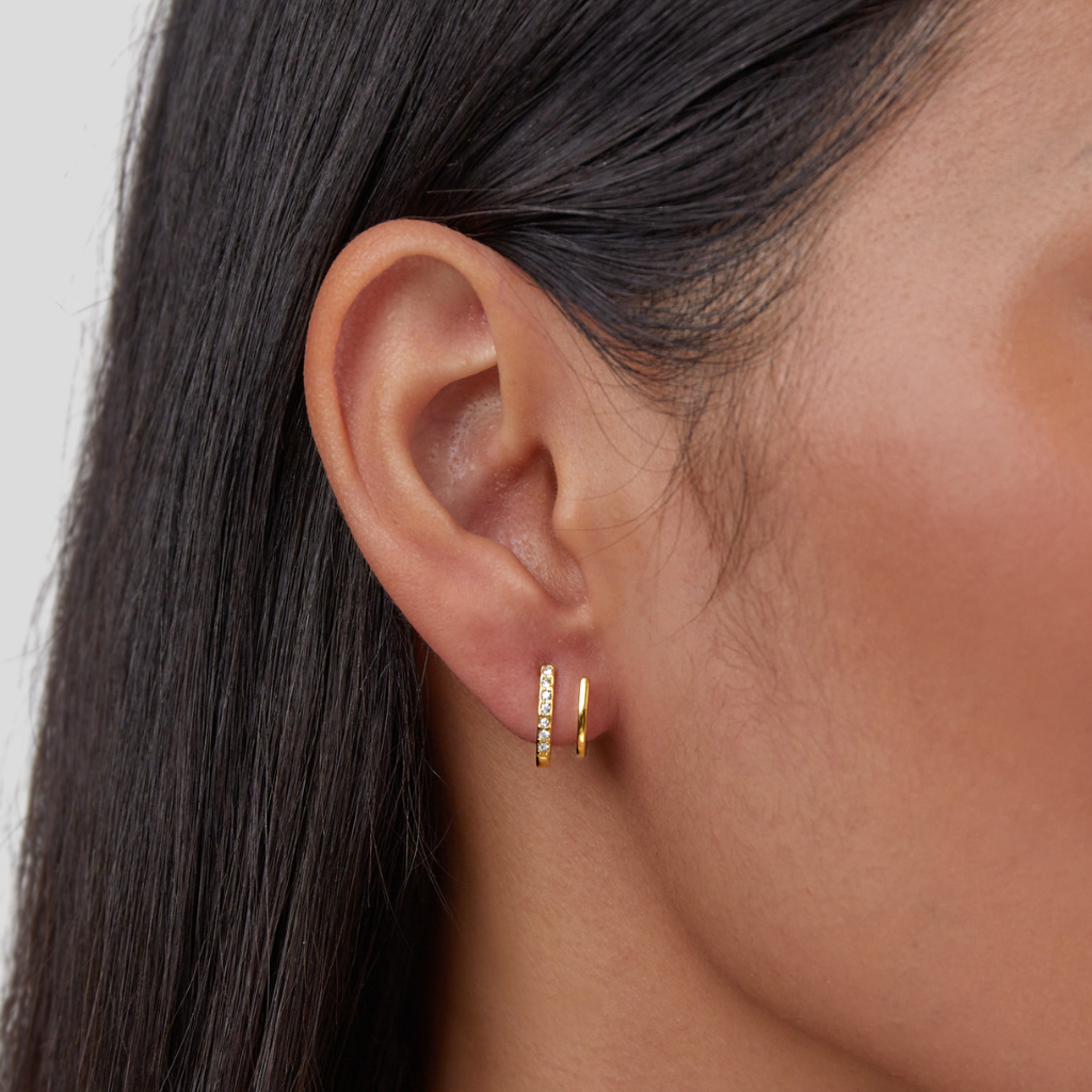 18K Gold &amp; Crystal Claw Earrings