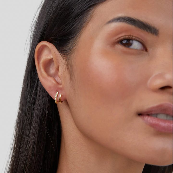18K Gold &amp; Crystal Claw Earrings