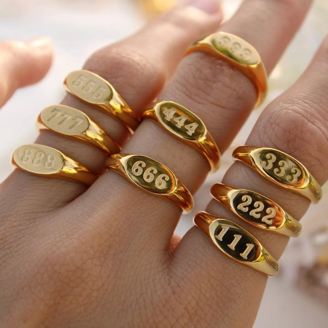 Angelica® Angel Number Signet Ring