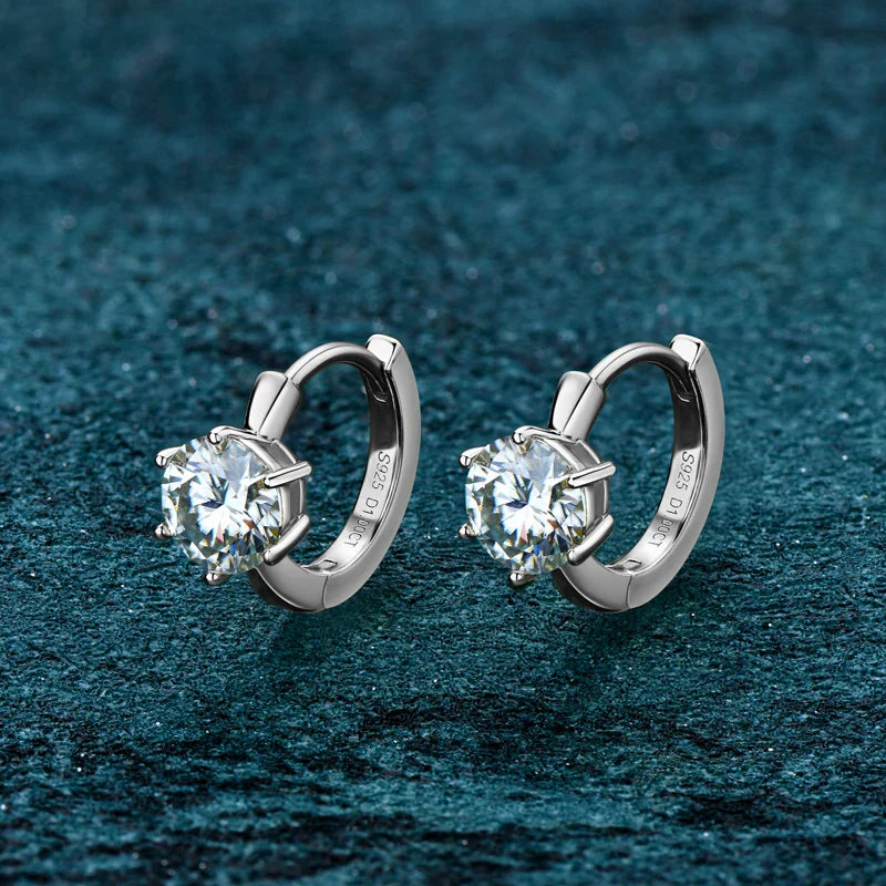 Zirconia Six-Claw Gold Earrings