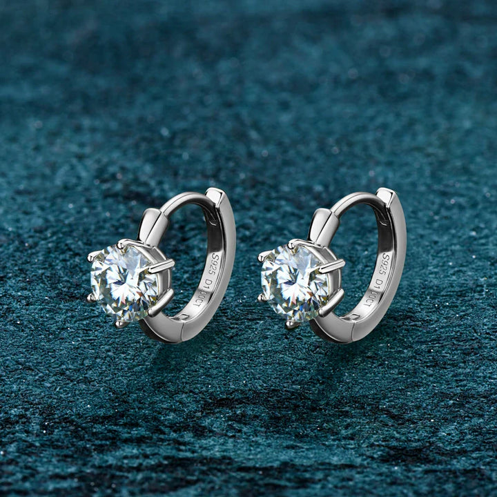 Zirconia Six-Claw Gold Earrings