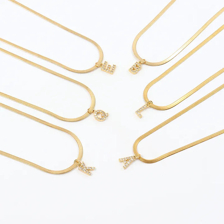 Melly® Diamond Initial Herringbone Necklace