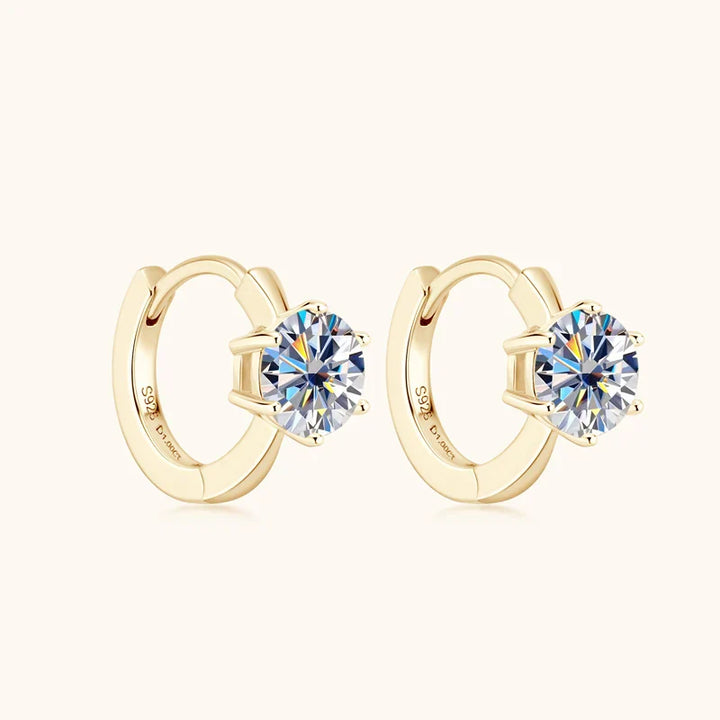 Zirconia Six-Claw Gold Earrings