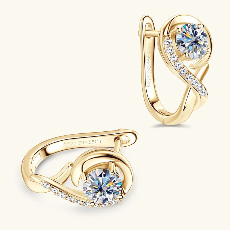 Golden Crystal Stud Flower Earrings