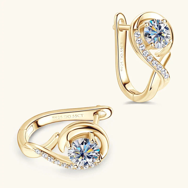 Golden Crystal Stud Flower Earrings