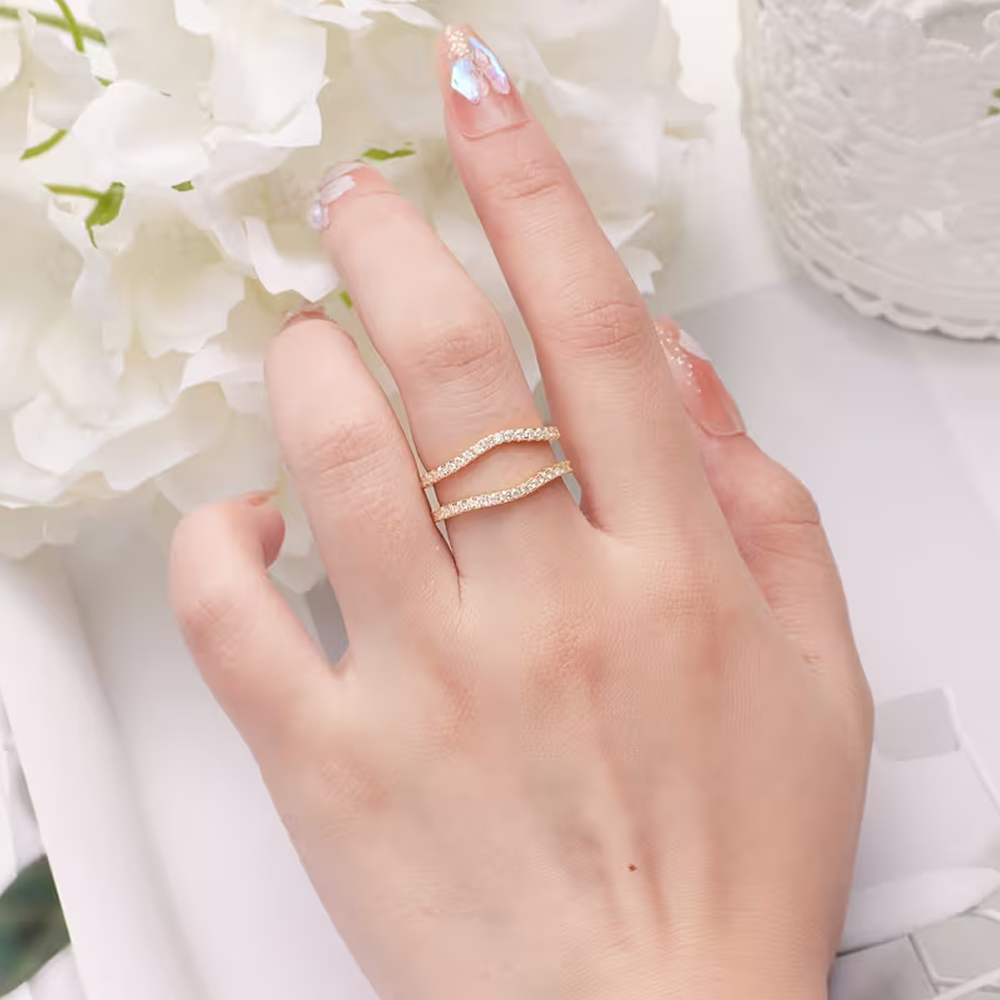 Elegant Double-Layer Gold Bright Ring