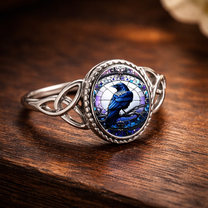 Gothic Raven Silver Ring