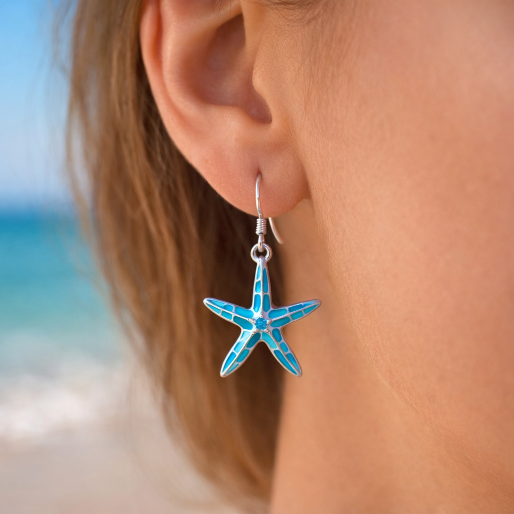 Blue Starfish Earrings