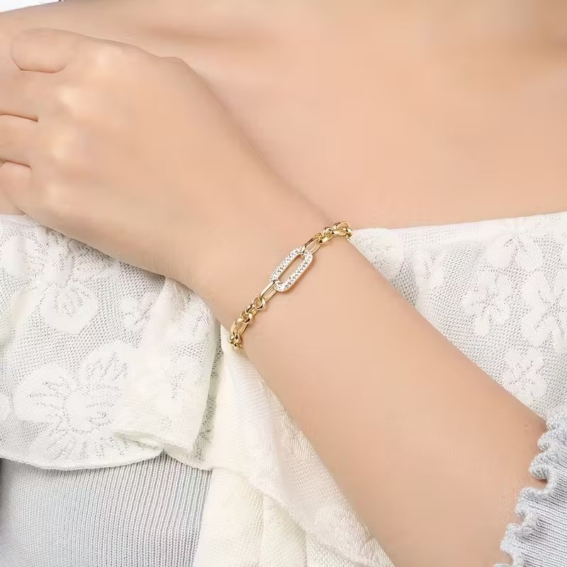 Bright Golden Paperclip Bracelet