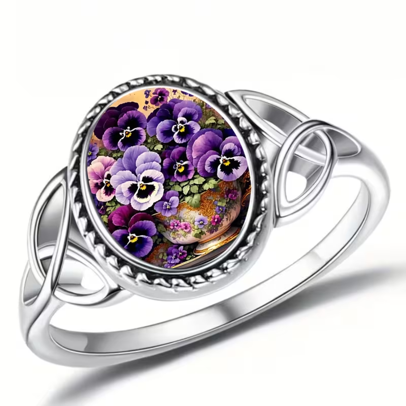 Botanical Seal Silver Ring