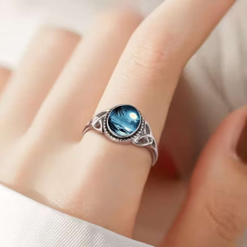 Moonlight Ocean Silver Ring