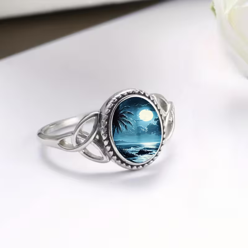 Moonlight Ocean Silver Ring