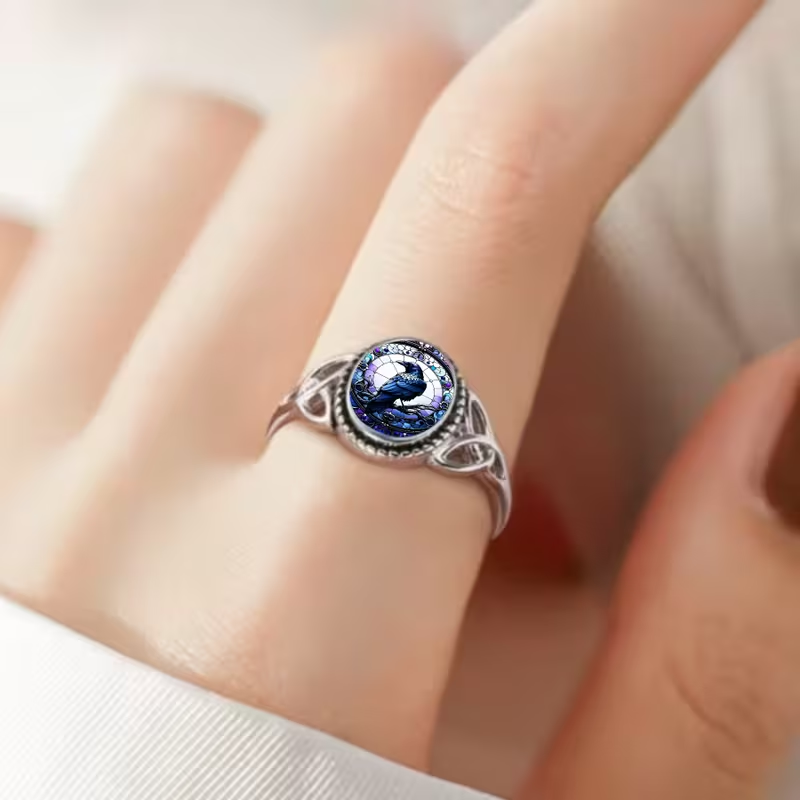 Gothic Raven Silver Ring