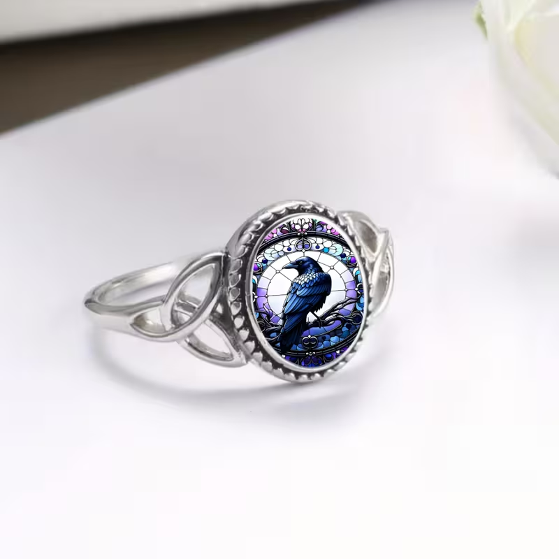 Gothic Raven Silver Ring
