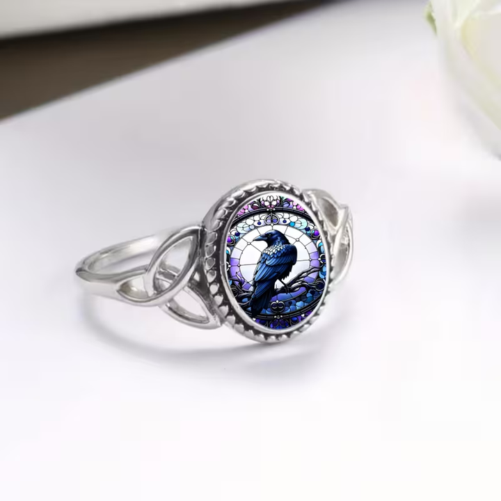 Gothic Raven Silver Ring