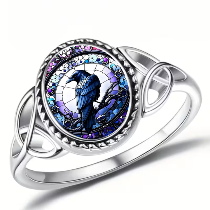 Gothic Raven Silver Ring