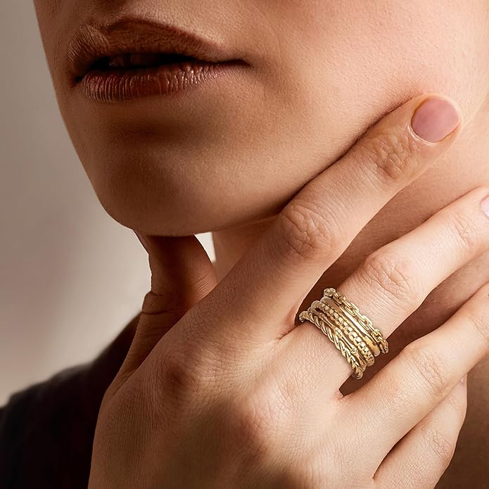 Gold Stackable Rings Set