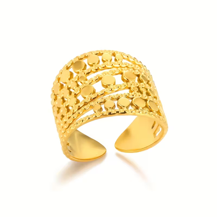 Adjustable Golden Mosaic Ring