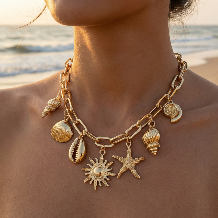 Golden Ocean Charms Necklace