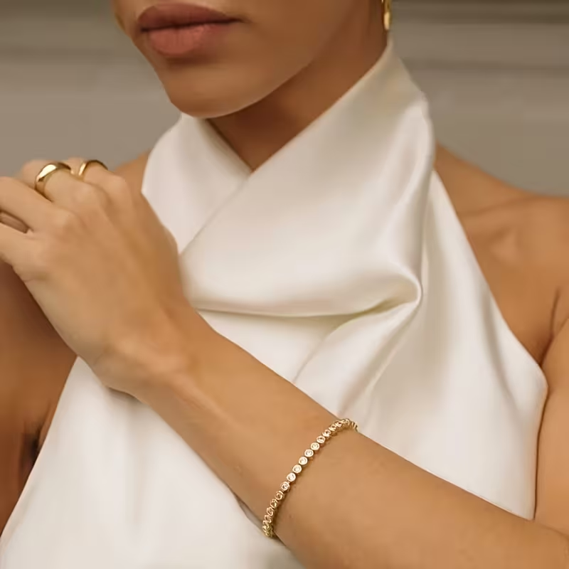 Golden Round Crystal Bracelet