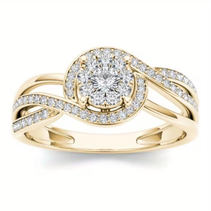 Elegant Engagement Promise Gold Ring