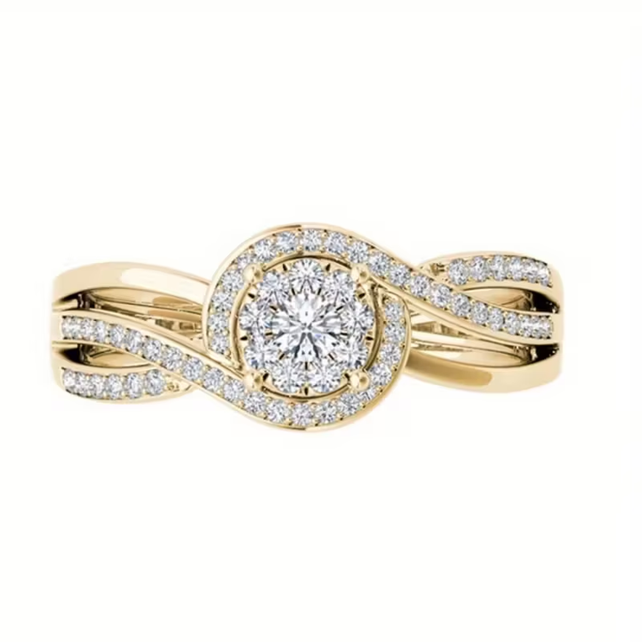 Elegant Engagement Promise Gold Ring