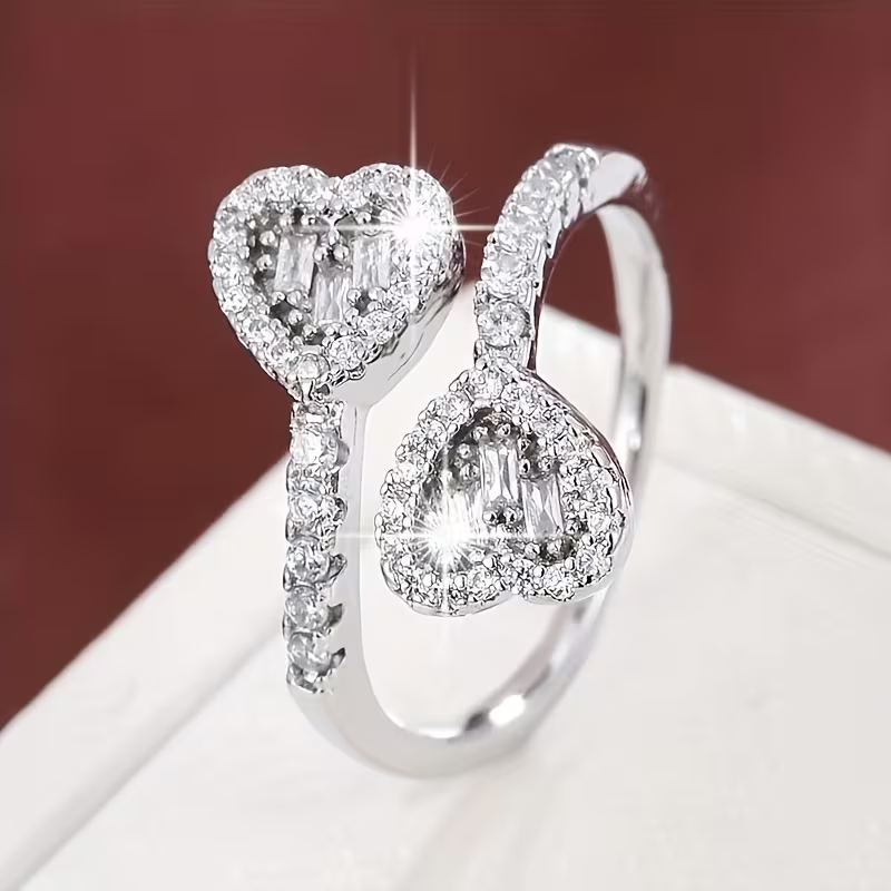 Adjustable Heart Shape Bright Gold Ring