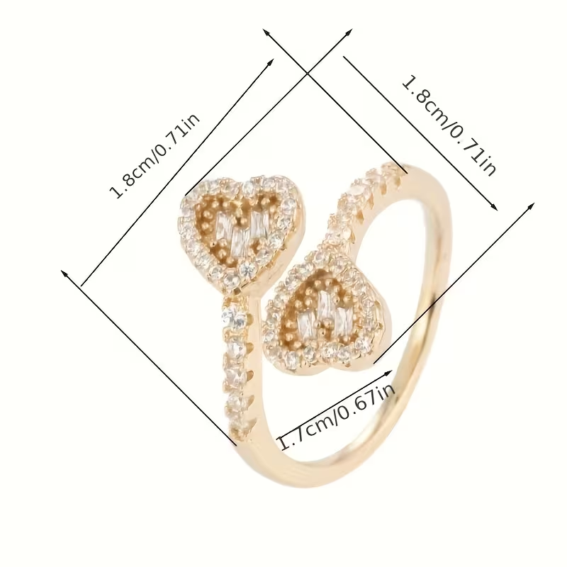 Adjustable Heart Shape Bright Gold Ring