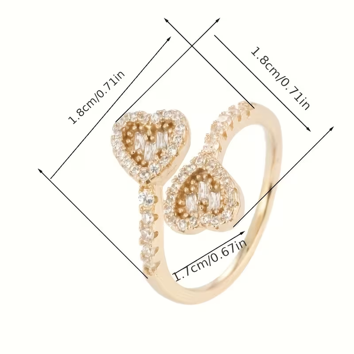 Adjustable Heart Shape Bright Gold Ring