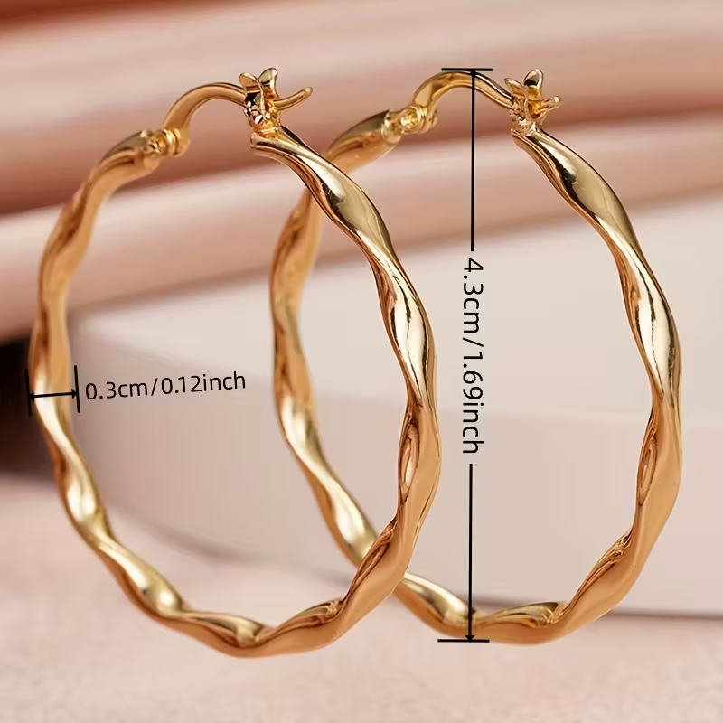 Boho Gold Twisted Hoop Earrings