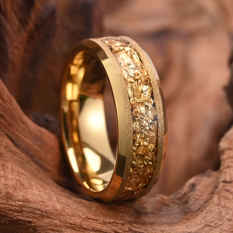 Golden Tungsten Ring