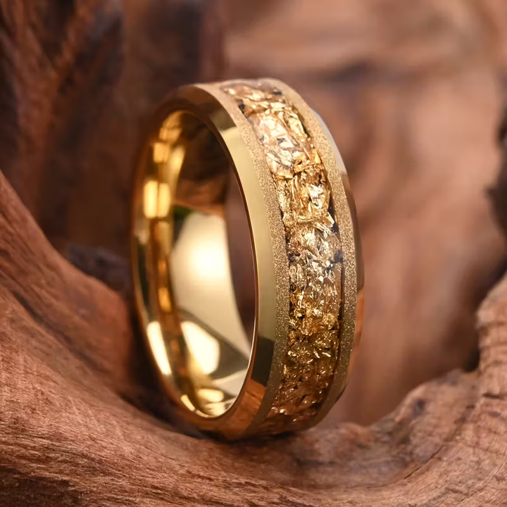 Golden Tungsten Ring