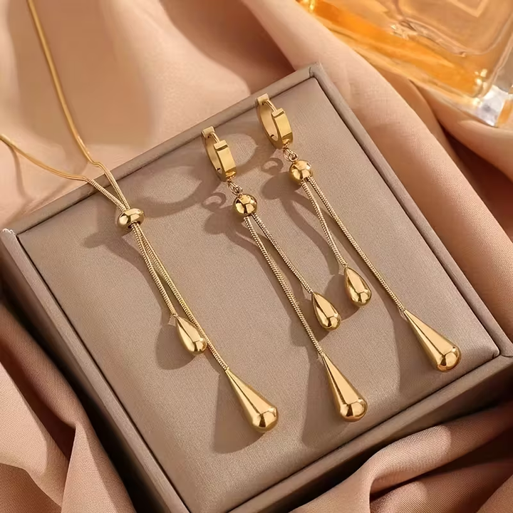 Luxury Gold Drop Dangle Set