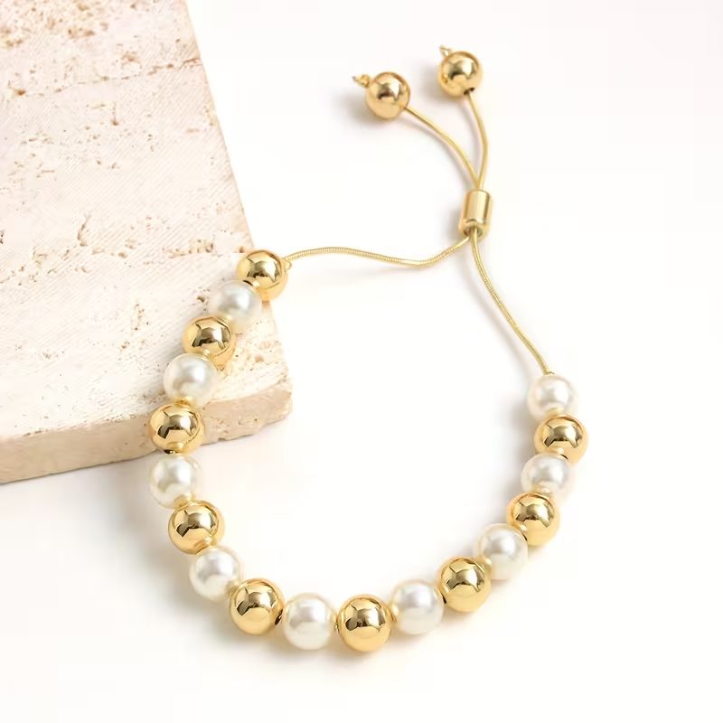 Gold & Pearl Beads Bracelet