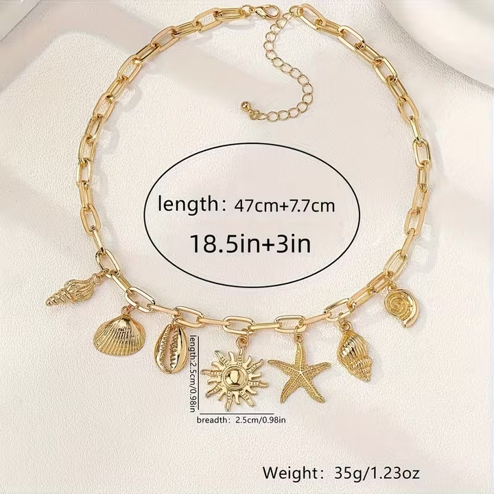 Golden Ocean Charms Necklace
